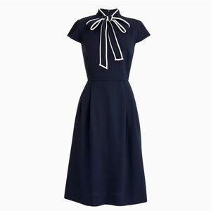 J. Crew Navy 365 Crepe Tie-Neck Dress